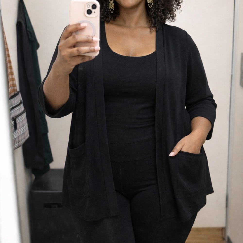 Misook open-front cardigan classic black (size XL) Exclusively Misook